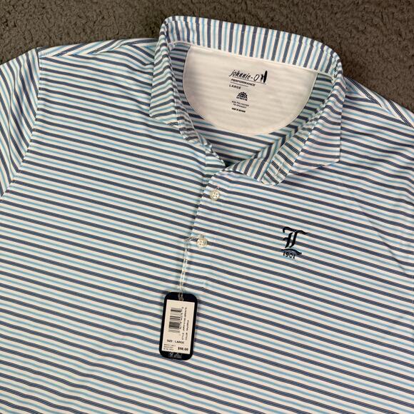 Johnnie-O Polo Shirt Mens L Golf Performance UPF Stretch Llanerch Country Club - Picture 1 of 9